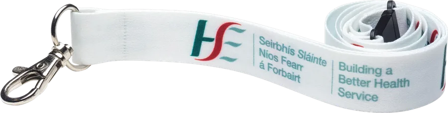 Custom printed lanyard produced for HSE