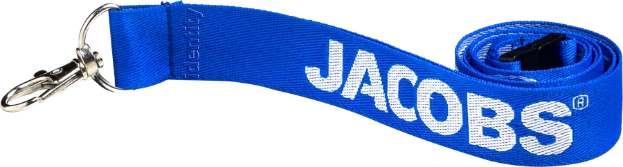 Custom printed lanyard produced for Jacobs