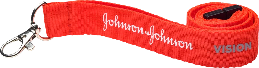 Custom printed lanyard produced for Johnson & Johnson Vision