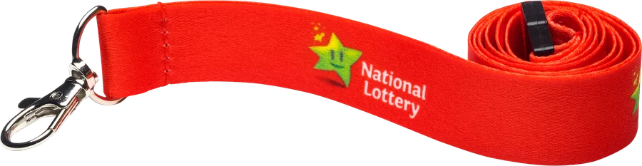 Custom printed lanyard produced for National Lottery