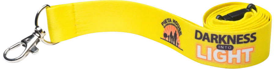 Custom printed lanyard produced for Darkness Into Light